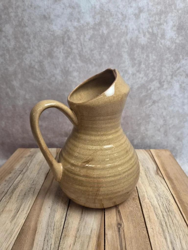 Vintage glazed stoneware jug in beige - original shape – photo 3